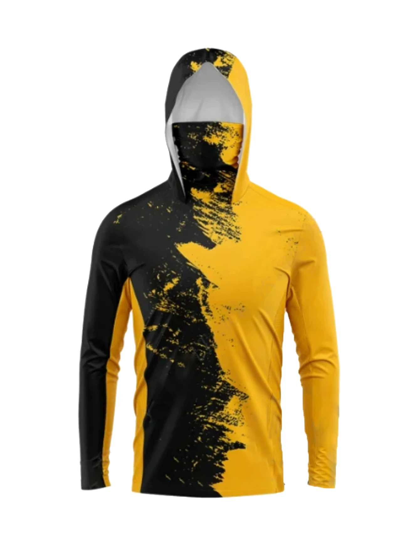Fishing Hoodie - UPF50+ Zonbeschermende Heren Vissershoodie Zwart Geel