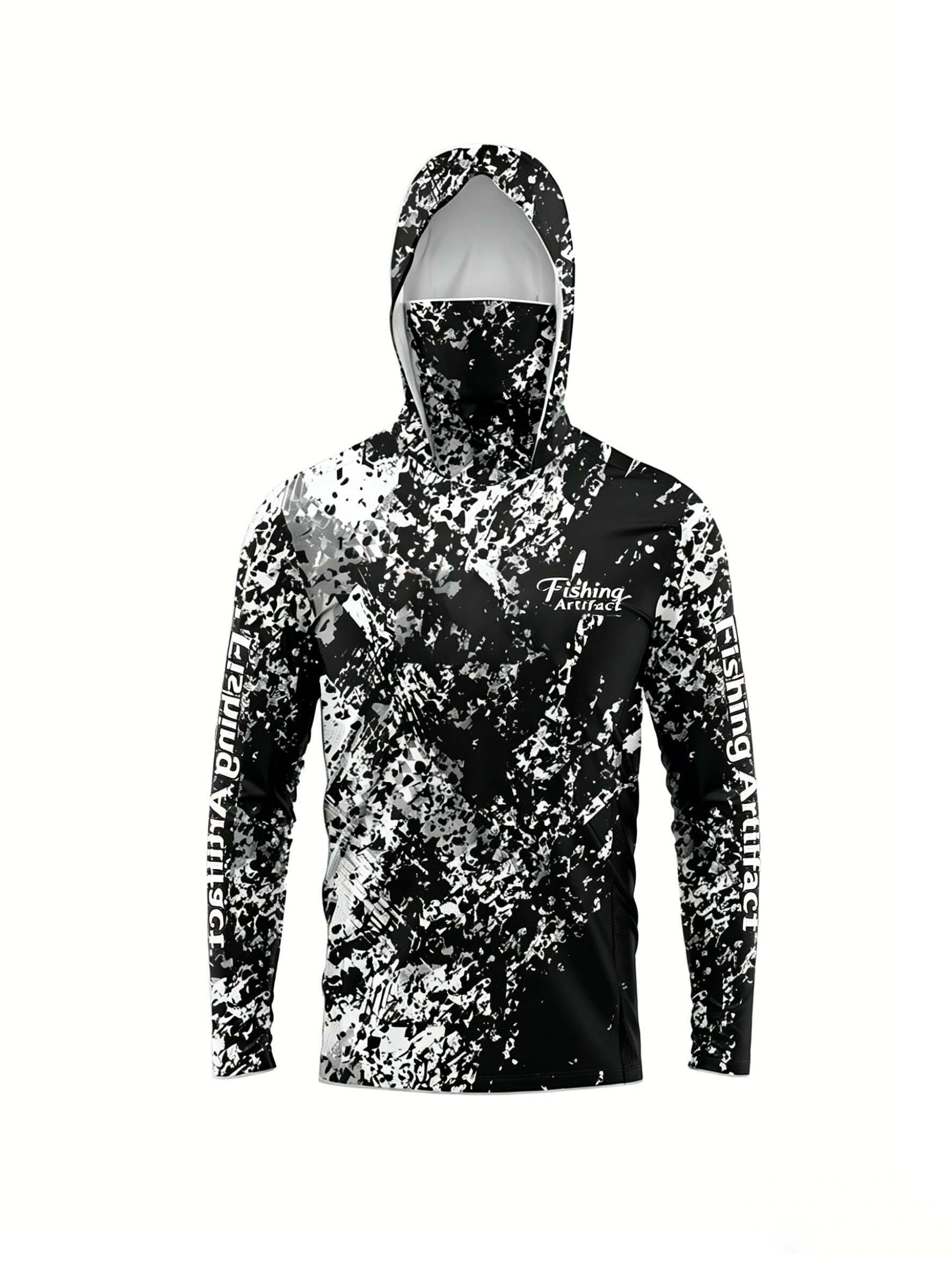 Fishing Hoodie - Heren zomer 3D-geprinte vissershirt met gezichtsmasker,